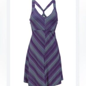 Tehama blue Purple Stripe Fit & Flare Travel Outdoor Sun Dress- Sz S